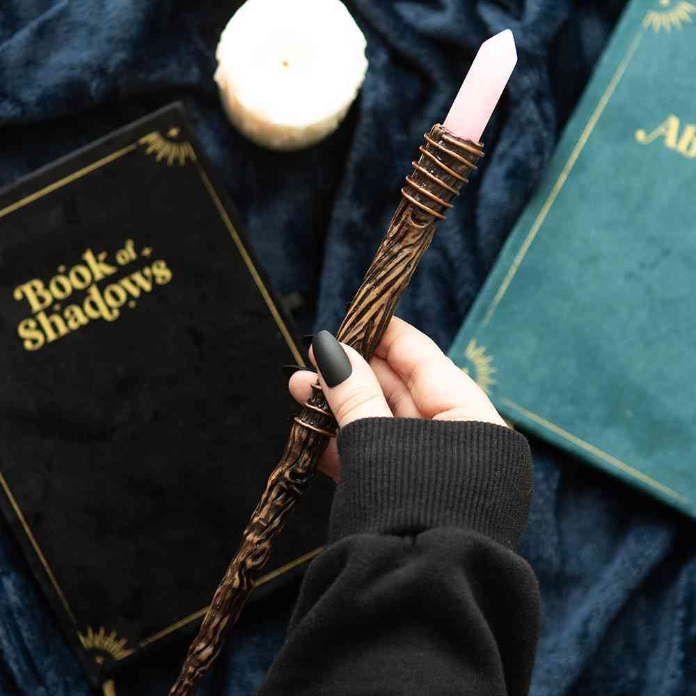 Something Different - Thin Romance Rose Quartz Crystal Wand - Multicolours